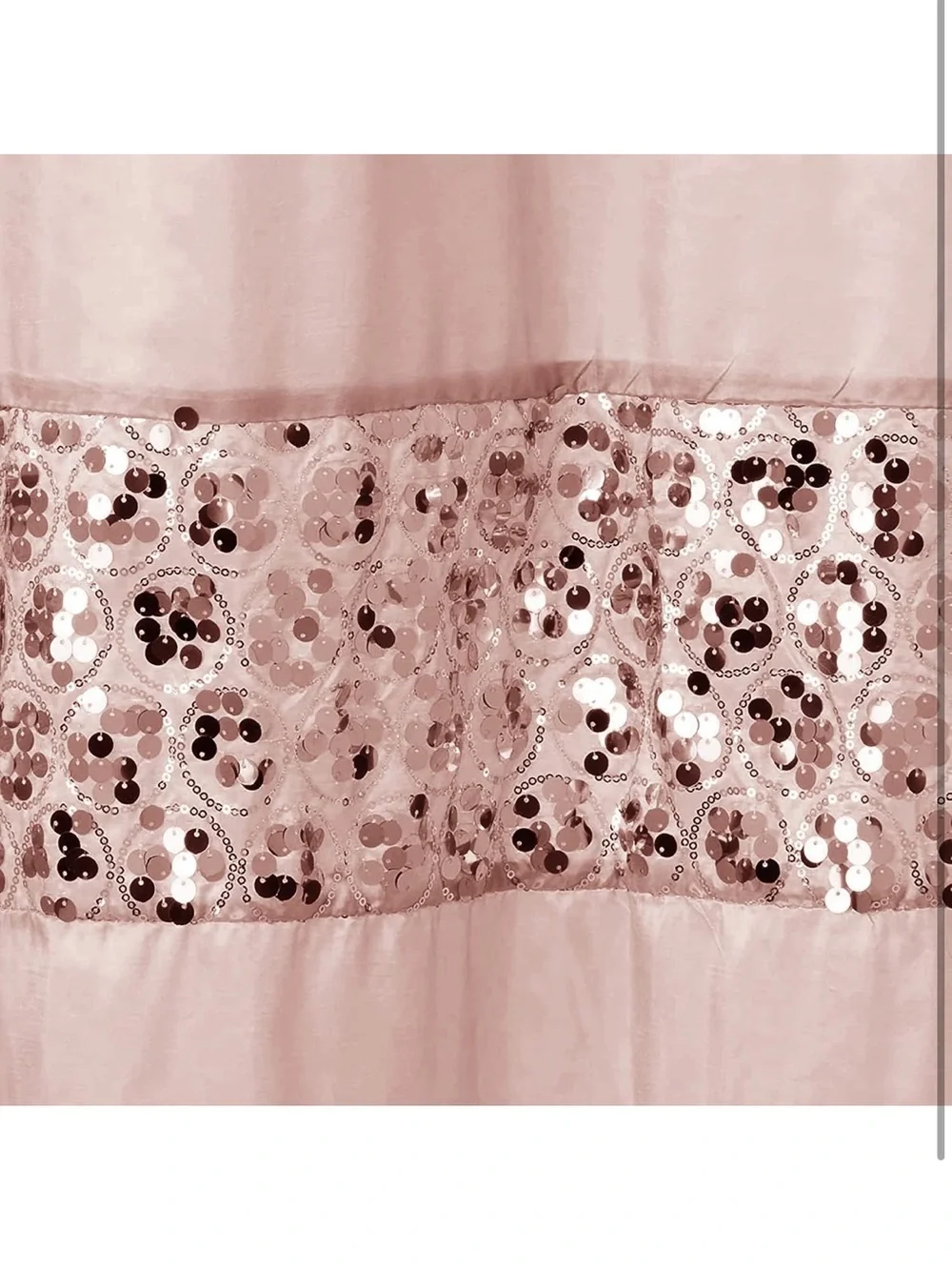 Decorative Rose Gold Shower Curtain with Sequin Trim mermaid vibes